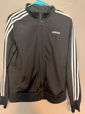 adidas Black Track Jacket with White 3-Stripes